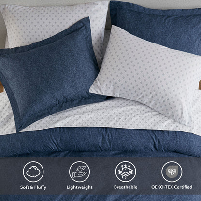 Chambray Print Microfiber Comforter Set with Bed Sheets