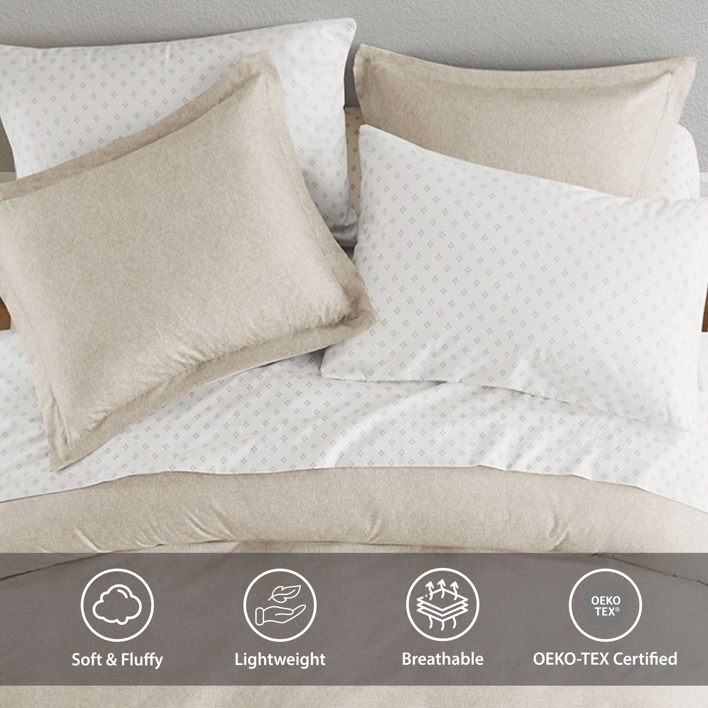 Chambray Print Microfiber Comforter Set with Bed Sheets