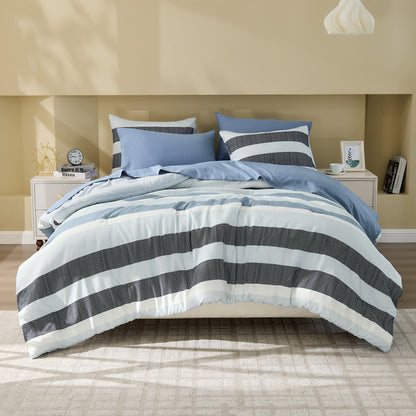 Blais Reversible Striped Comforter Bed Set