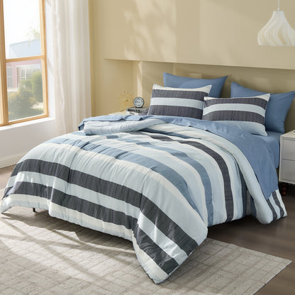 Blais Reversible Striped Comforter Bed Set