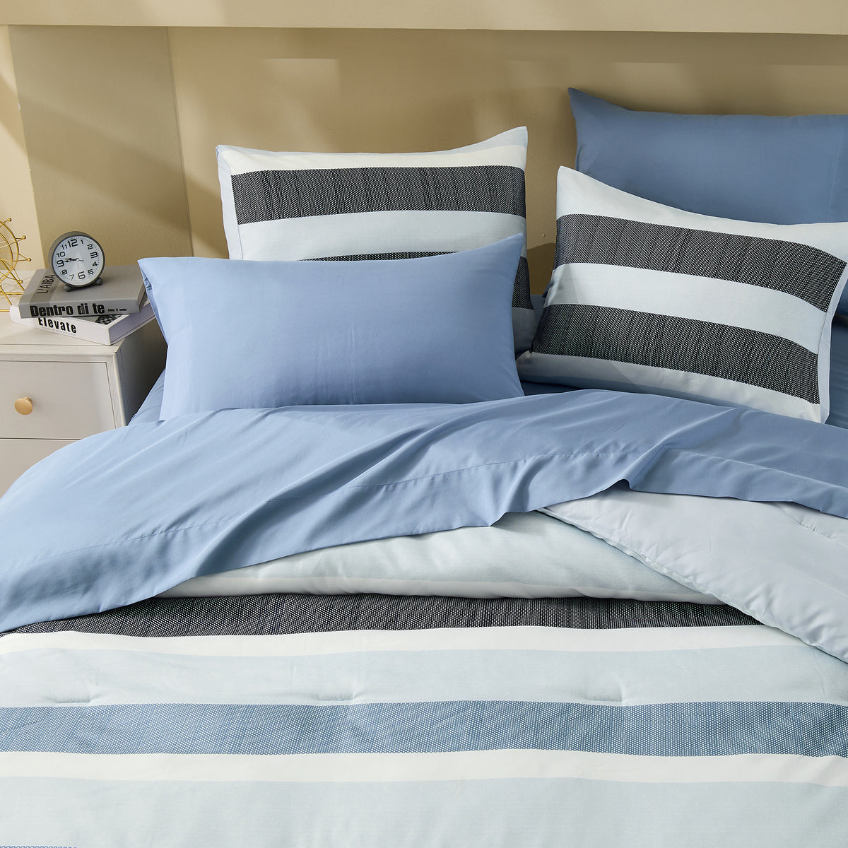 Blais Reversible Striped Comforter Bed Set