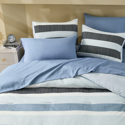 Blais Reversible Striped Comforter Bed Set