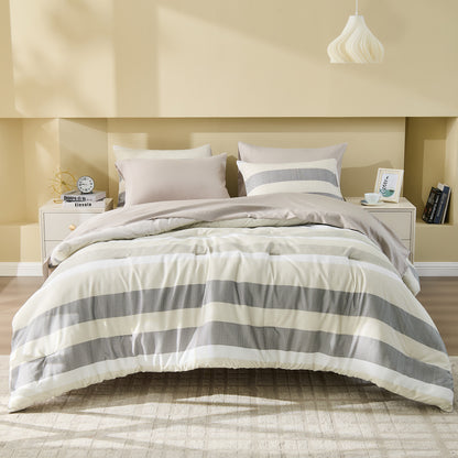 Blais Reversible Striped Comforter Bed Set