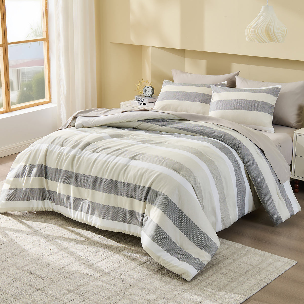 Blais Reversible Striped Comforter Bed Set