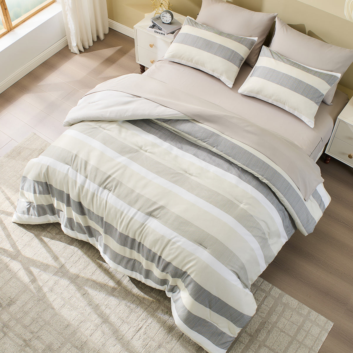 Blais Reversible Striped Comforter Bed Set