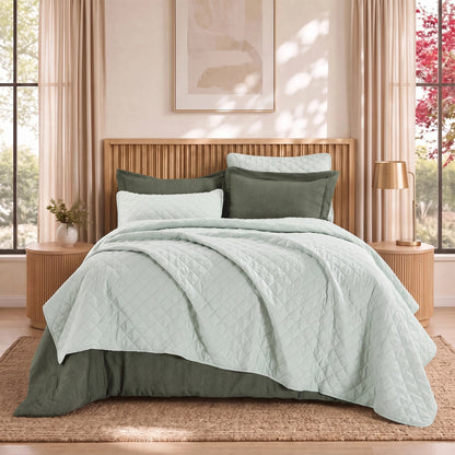 Camille Solid 2-in-1 All Season Bundle Set Comforter Set with Quilted Bedspread and Shams