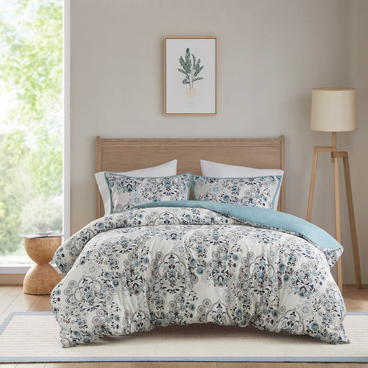 Floral Botanical Printed Cotton Duvet Cover Set