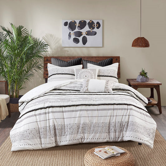Cotton Printed Duvet Cover Set with Trims