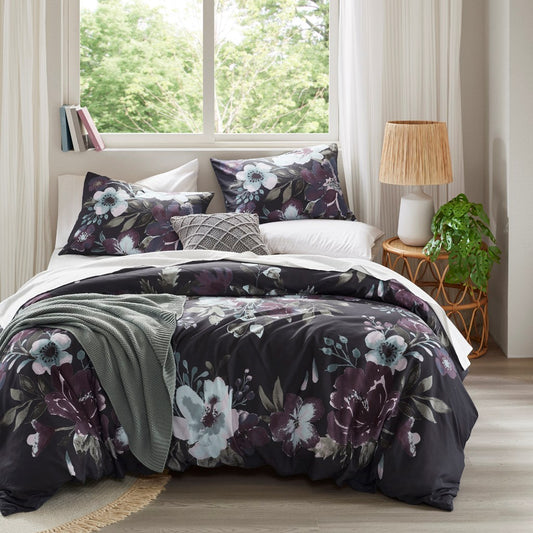 3 Piece Floral Cotton Duvet Cover Set