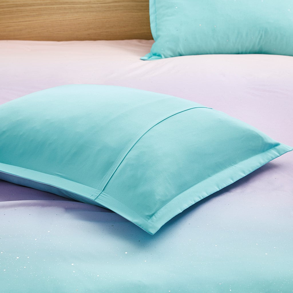 Metallic Glitter Printed Reversible Duvet Cover Set