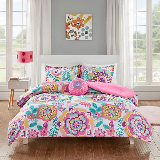 All over Clustered Medallion Floral Comforter Set