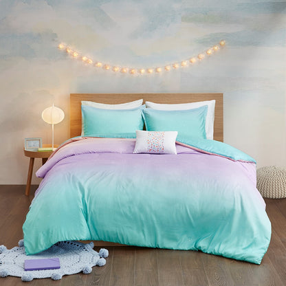 Metallic Glitter Printed Reversible Duvet Cover Set