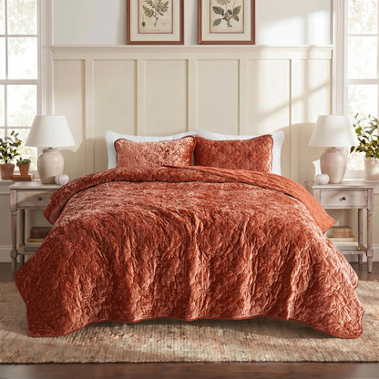 Velvet All-Season Reversible Bedding Quilt Set