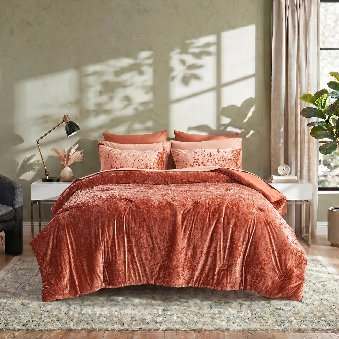 Velvet All-Season Bedding Comforter Set