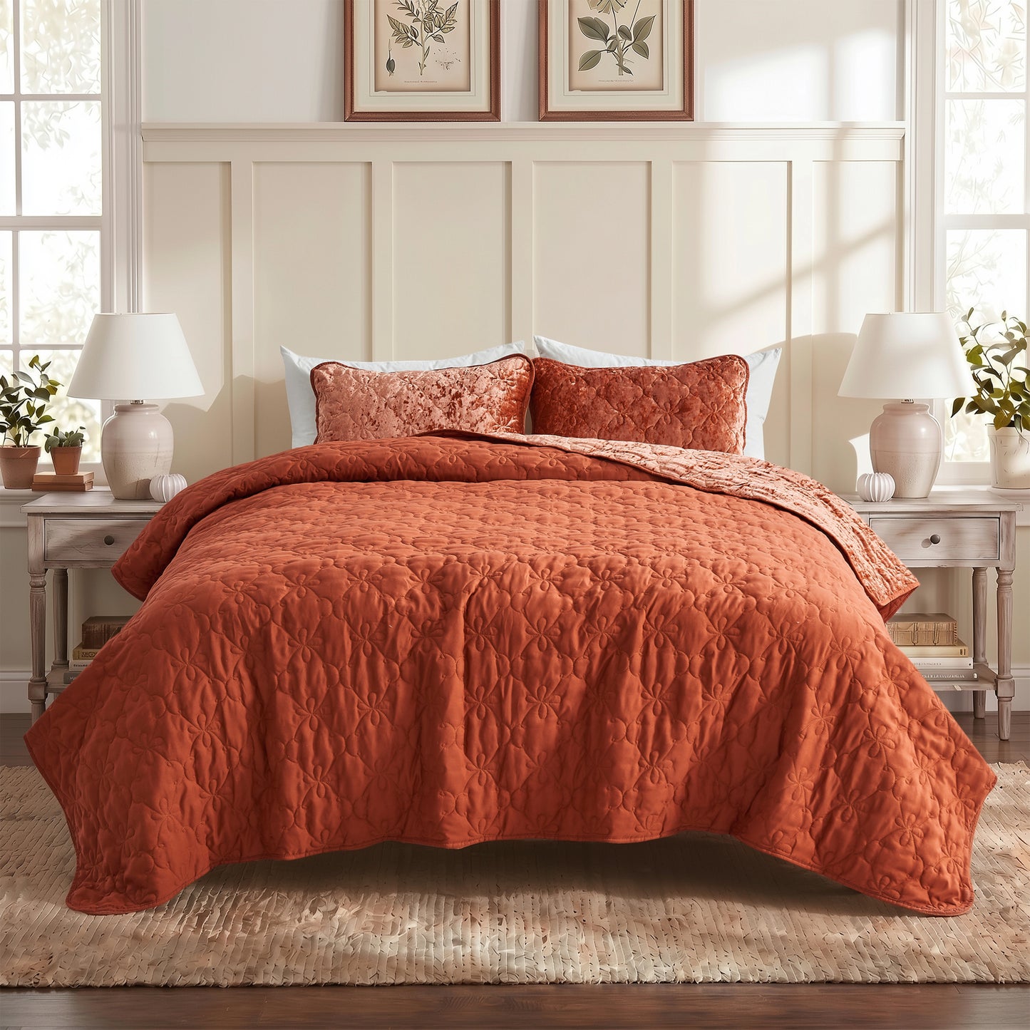Velvet All-Season Reversible Bedding Quilt Set