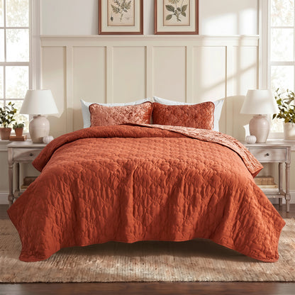 Velvet All-Season Reversible Bedding Quilt Set