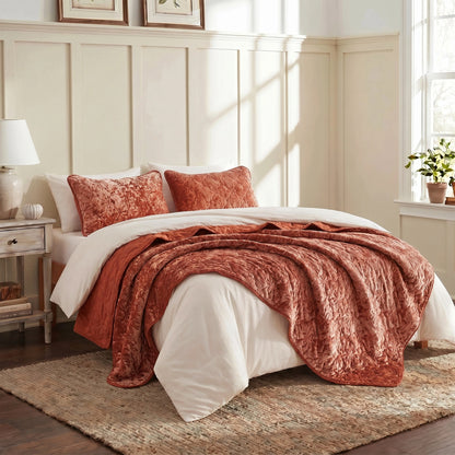 Velvet All-Season Reversible Bedding Quilt Set
