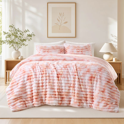 Cord Plush Fluffy Ribbed Comforter Set
