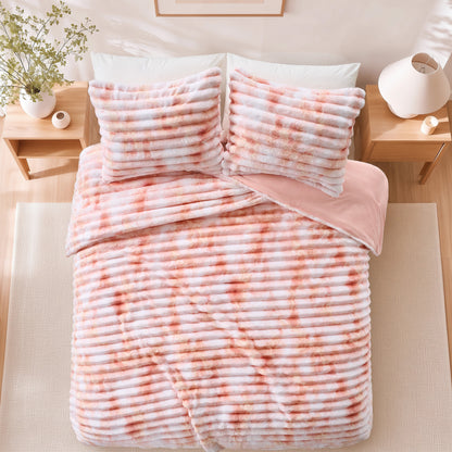 Cord Plush Fluffy Ribbed Comforter Set