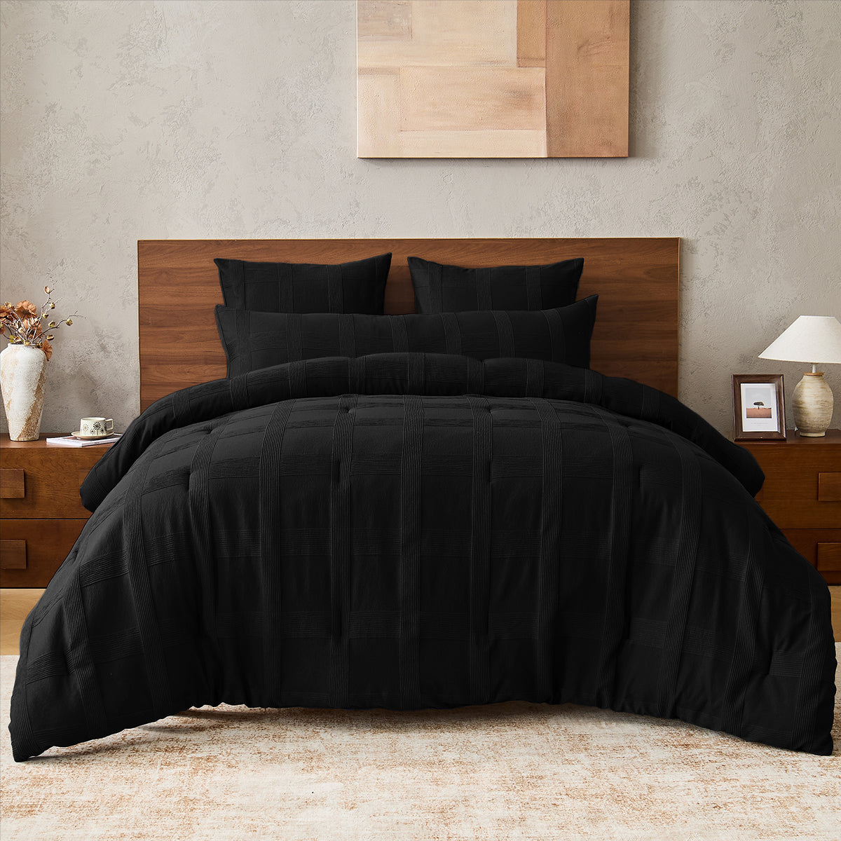 Striped Woven Bedding Comforter Set