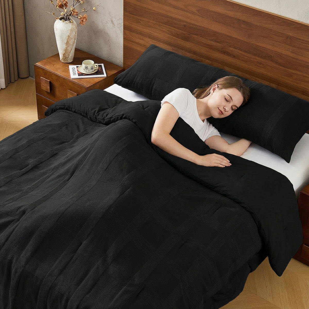 Striped Woven Bedding Comforter Set