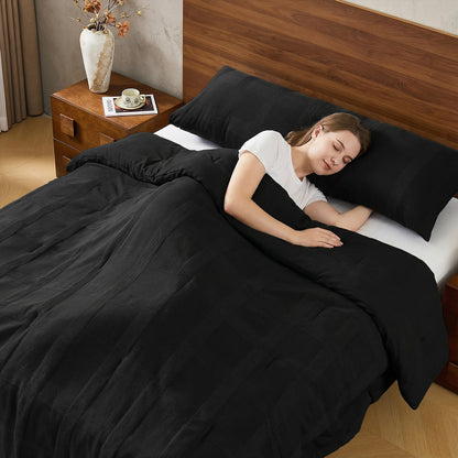 Striped Woven Bedding Comforter Set