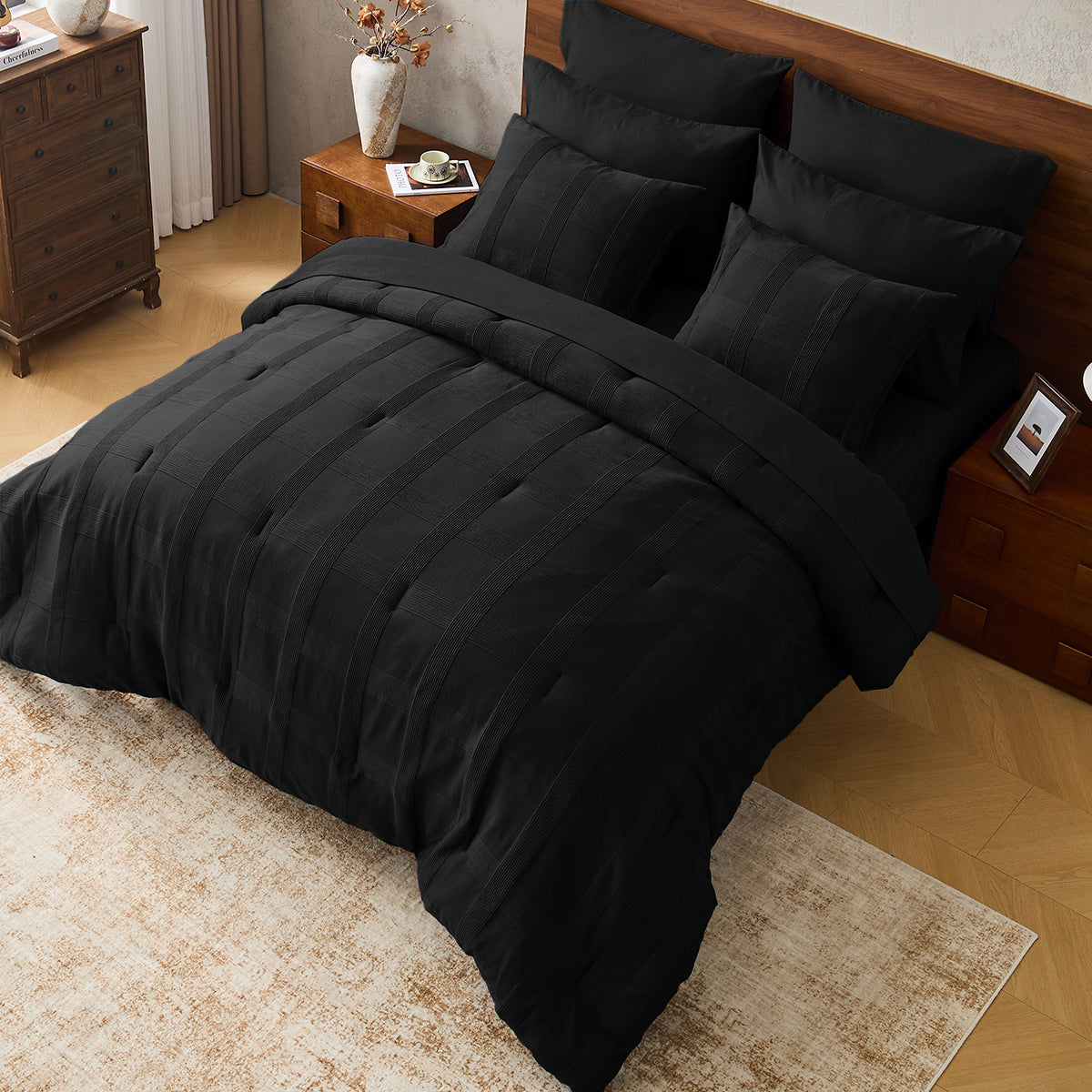 Striped Woven Bed in a Bag Comforter Set