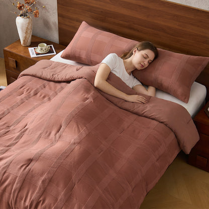 Striped Woven Bedding Comforter Set