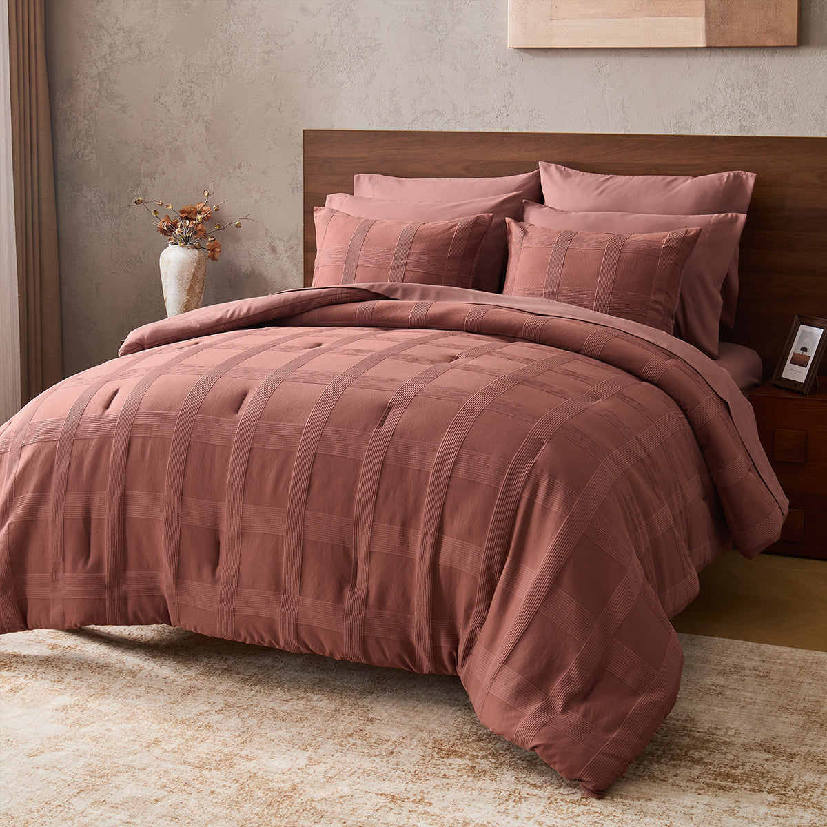 Striped Woven Bed in a Bag Comforter Set