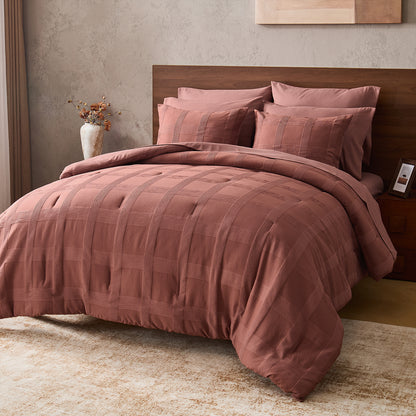 Striped Woven Bed in a Bag Comforter Set