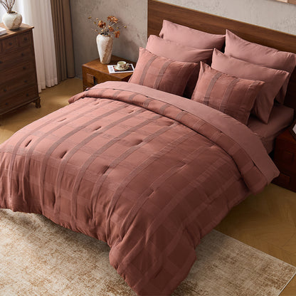 Striped Woven Bed in a Bag Comforter Set