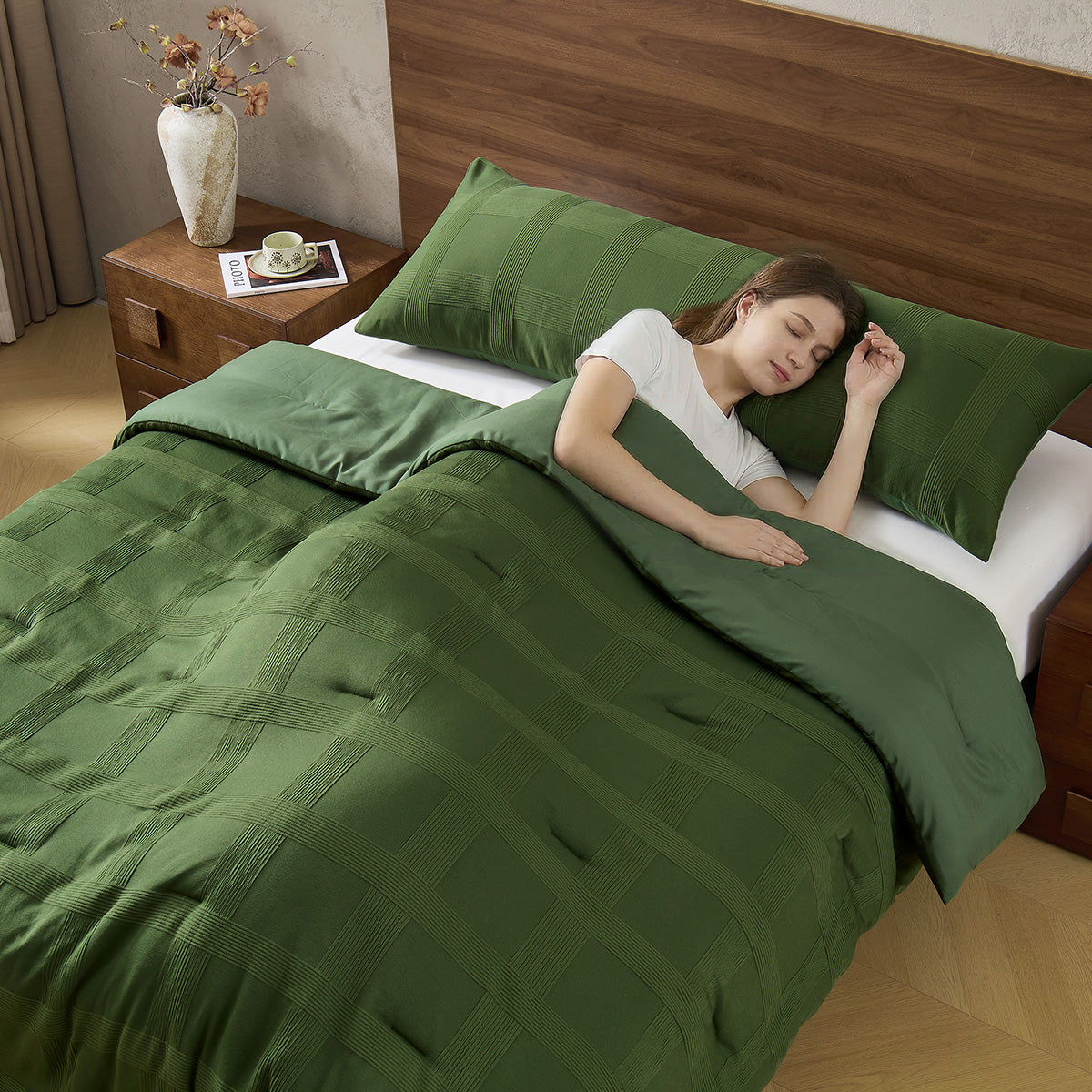 Striped Woven Bedding Comforter Set