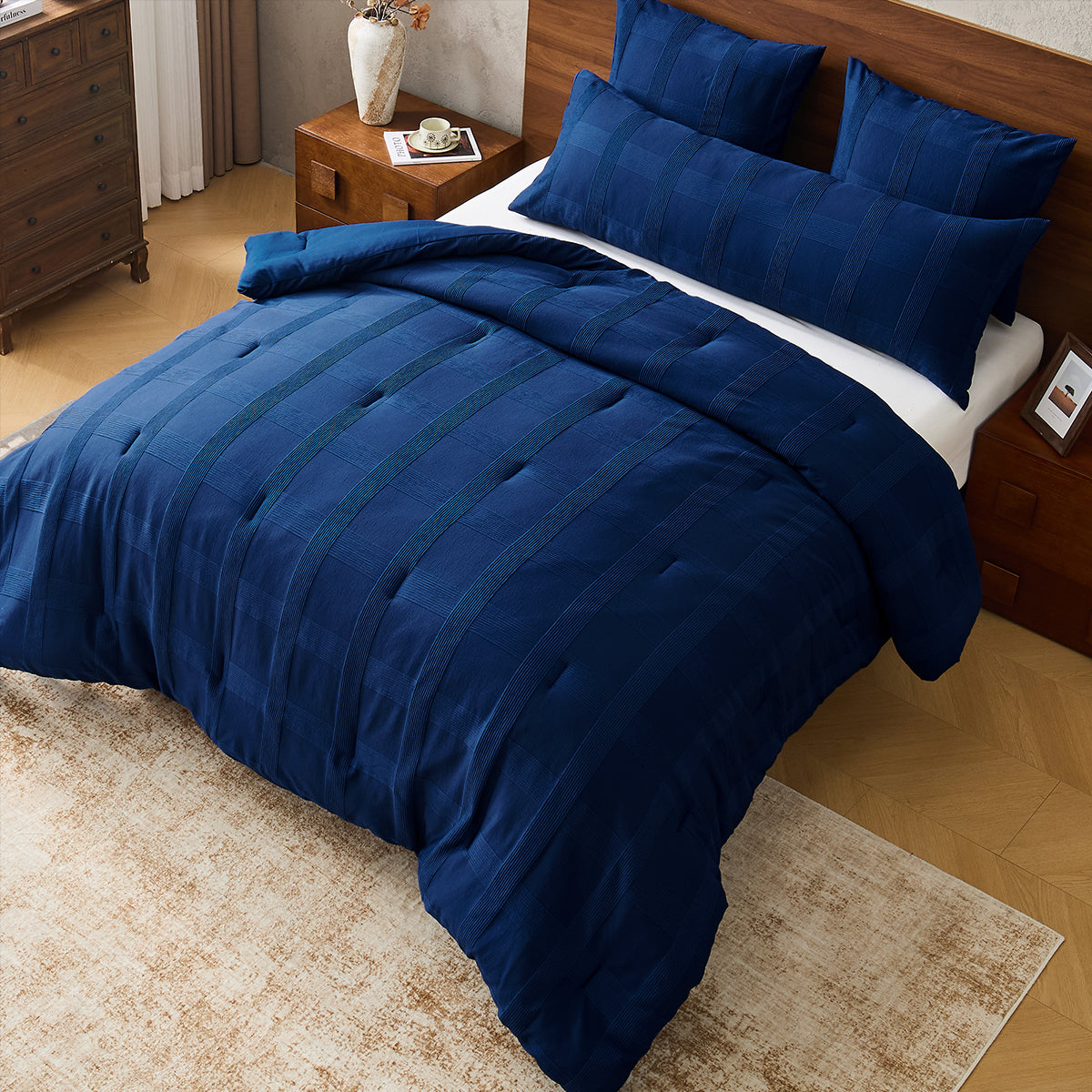 Striped Woven Bedding Comforter Set