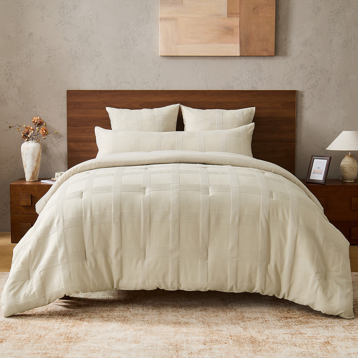 Striped Woven Bedding Comforter Set