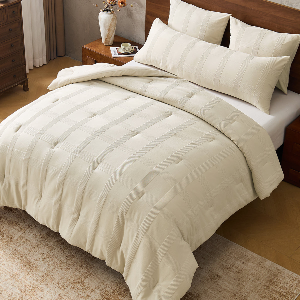 Striped Woven Bedding Comforter Set