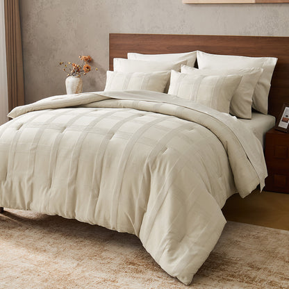 Striped Woven Bed in a Bag Comforter Set