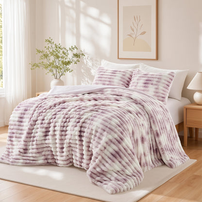 Cord Plush Fluffy Ribbed Comforter Set