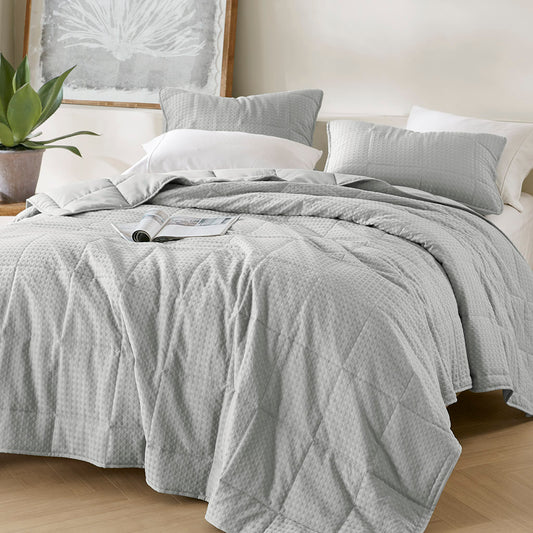 Waffle Weave Textured Quilt Set