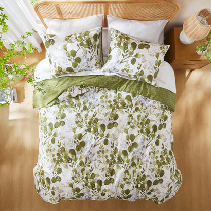 Reversible Floral Comforter Set for Dorm Bedding, Lightweight All Season Comforter Bed Set with Pillow Shams in Twin/Twin XL, Full/Queen, and King/Cal King