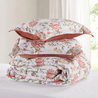 Sunniva Floral Multi-Color Comforter Set with Ultra-Soft Plush Reverse