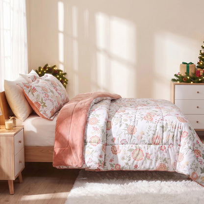 Sunniva Floral Multi-Color Comforter Set with Ultra-Soft Plush Reverse