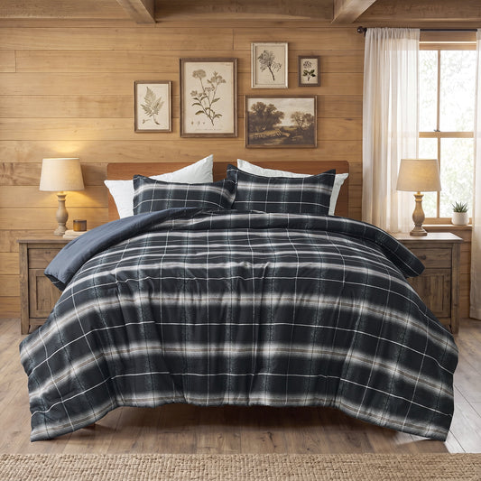 Plaid Reversible Comforter Sets with Pillow Shams
