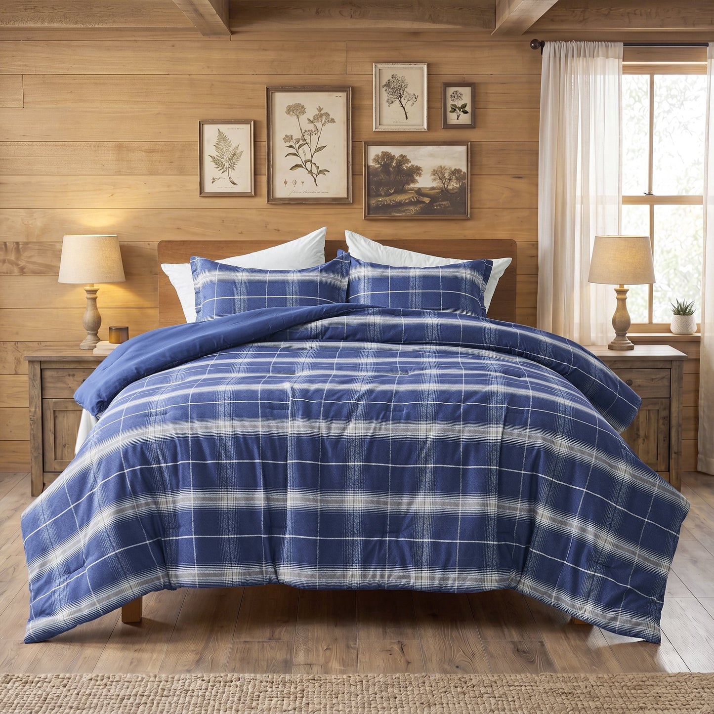 Plaid Reversible Comforter Sets with Pillow Shams