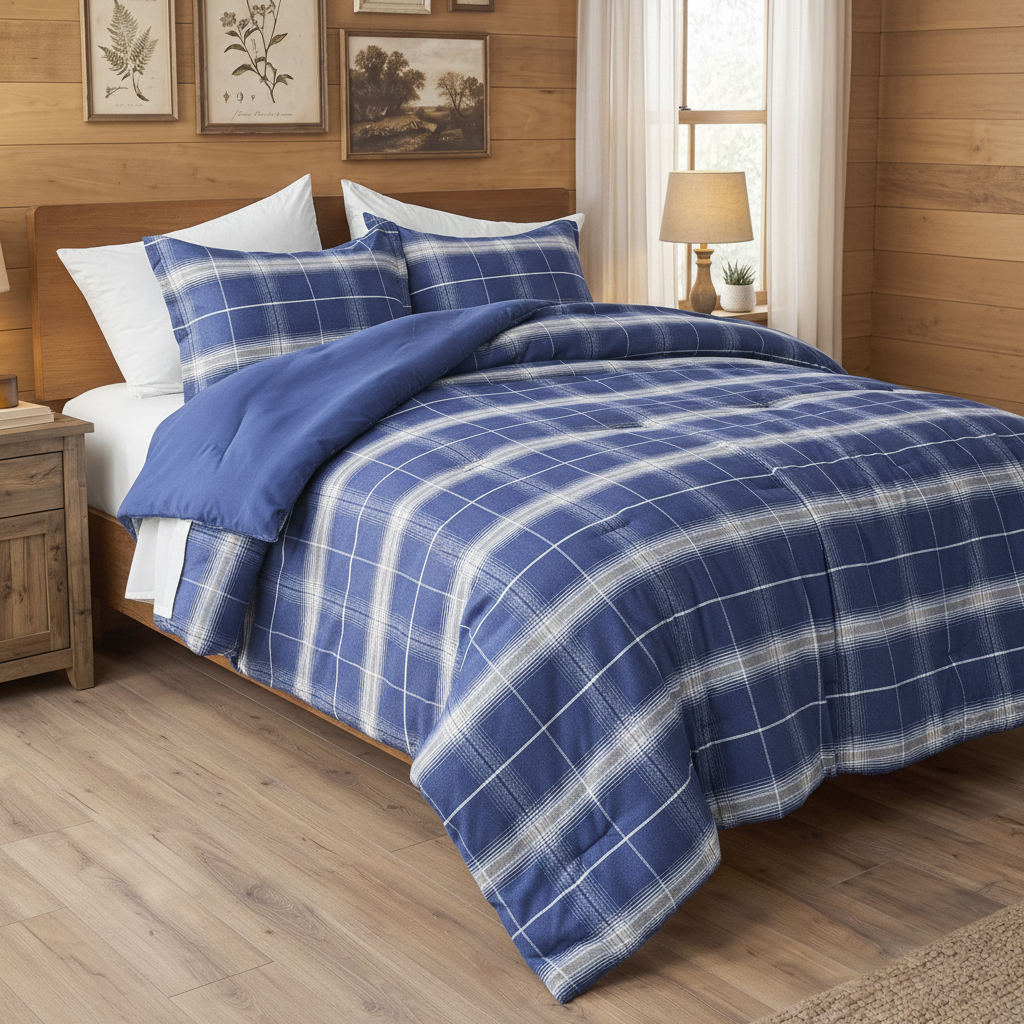Plaid Reversible Comforter Sets with Pillow Shams