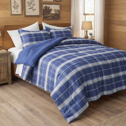 Plaid Reversible Comforter Sets with Pillow Shams