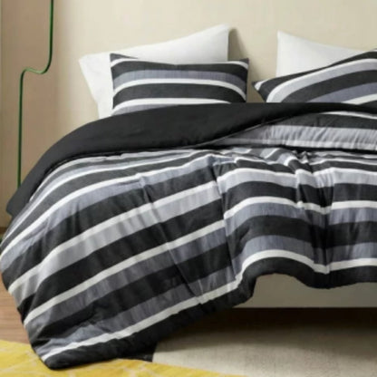 Reversible Striped Comforter Set for Dorm Bedding, Lightweight All Season Comforter Bed Set