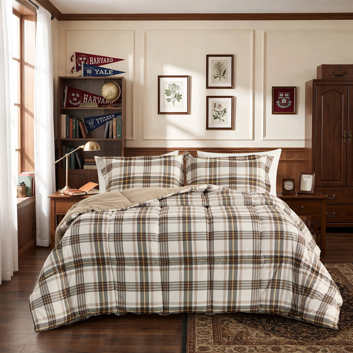 Harrison Plaid Reversible Comforter Bed Set with Pillow Shams