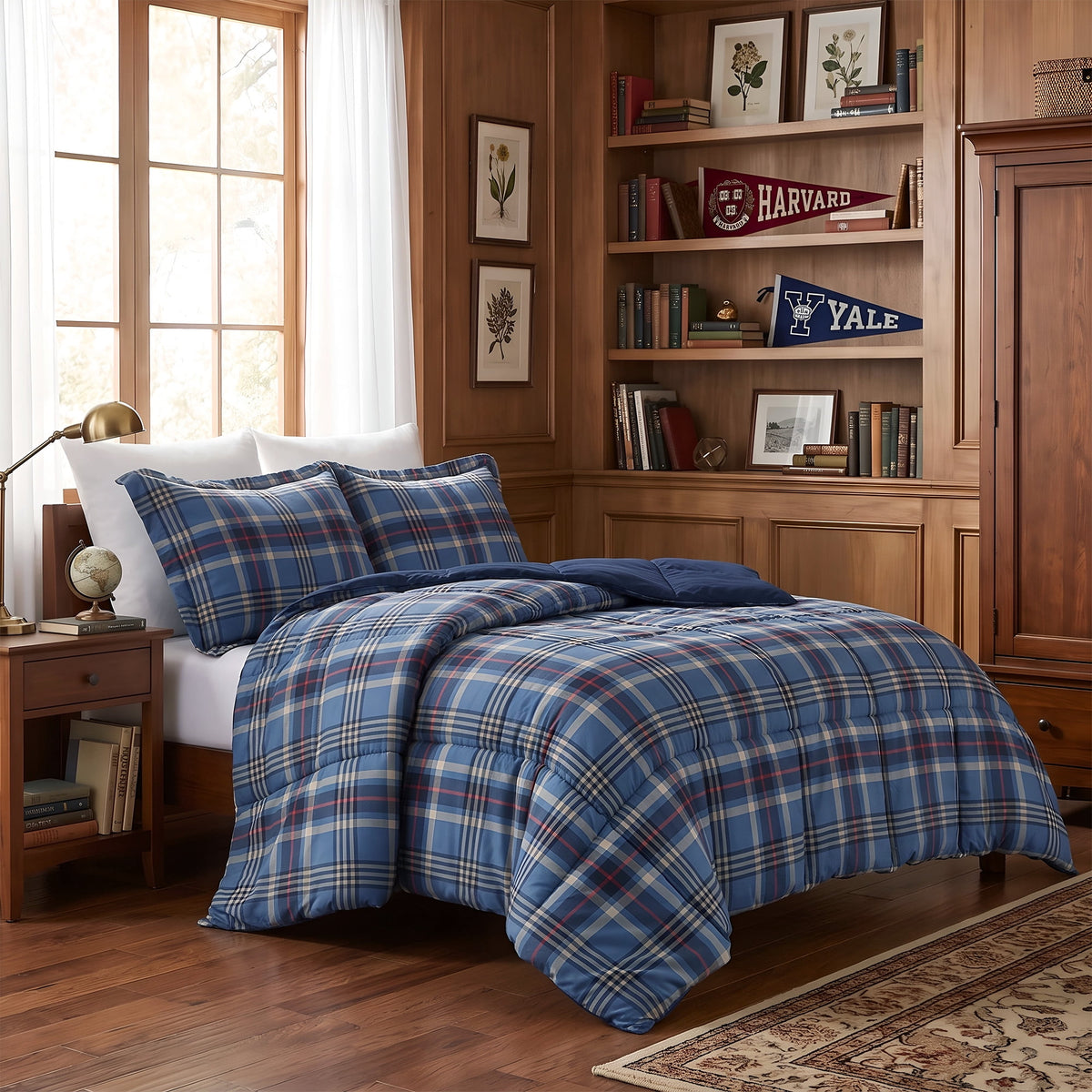 Harrison Plaid Reversible Comforter Bed Set with Pillow Shams