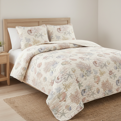 Coastal Comforter Set with Sheets, Beach Themed Bed in a Bag for College Dorm Room