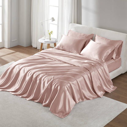 Satin Sheet Set, Silky Sheen and Cloud-Soft Feel Lightweight Bed Sheet